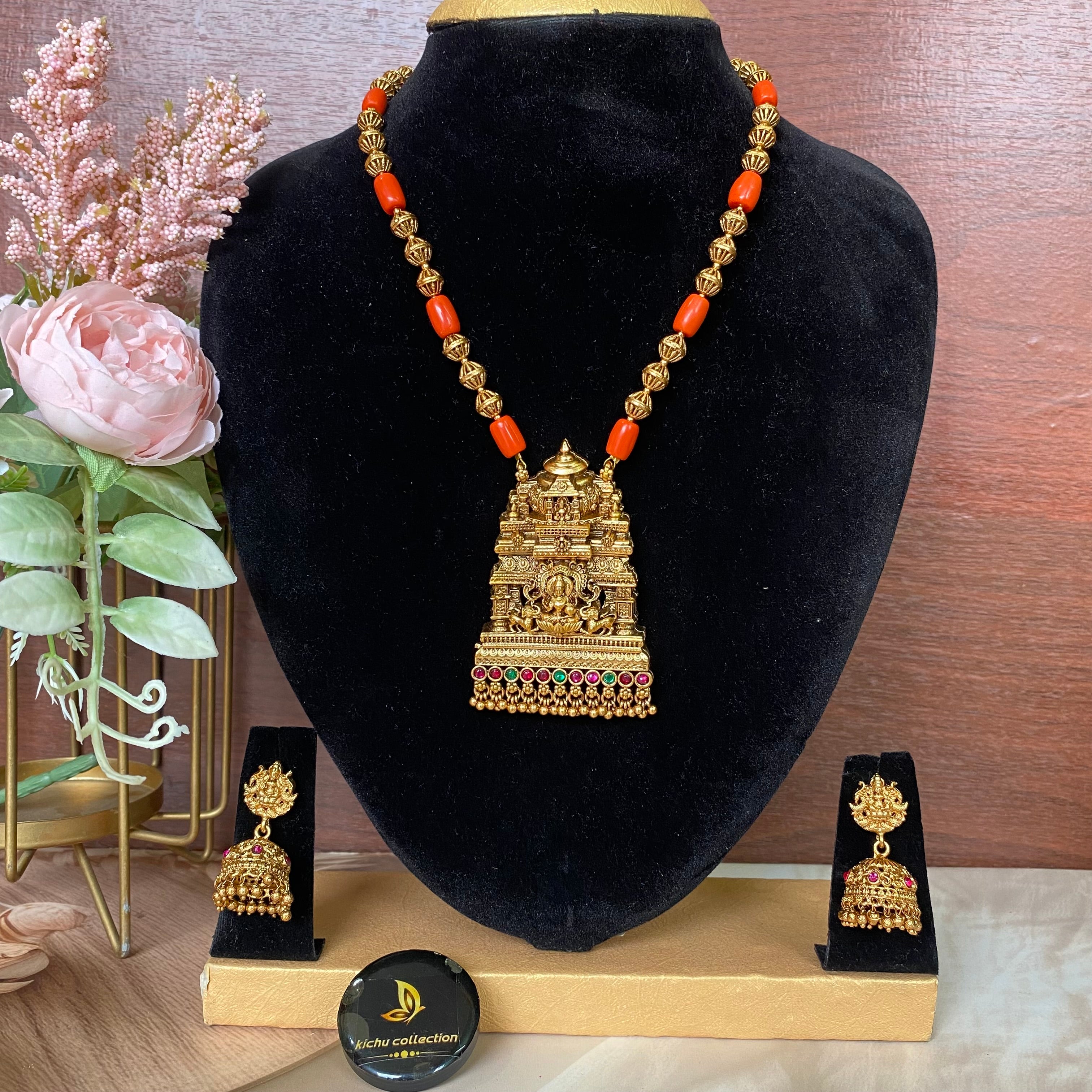 Coral gopuram jewelry