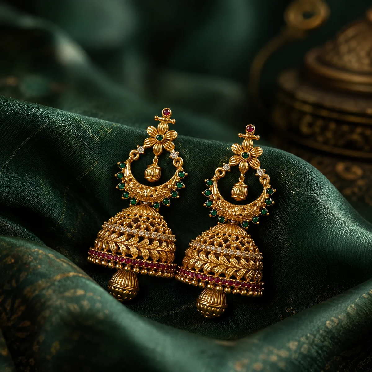 Floral chandbali jumka