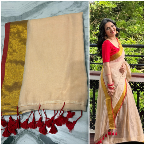 DD cream mul cotton saree