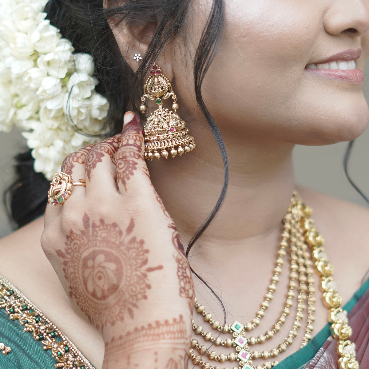 Antique Gold replica bridal jumka