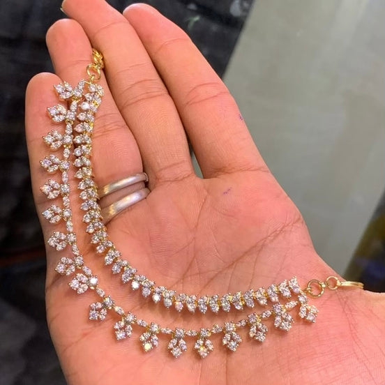 Diamond lookalike ear chain