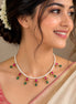 Pearl necklace with jadau kemp charms