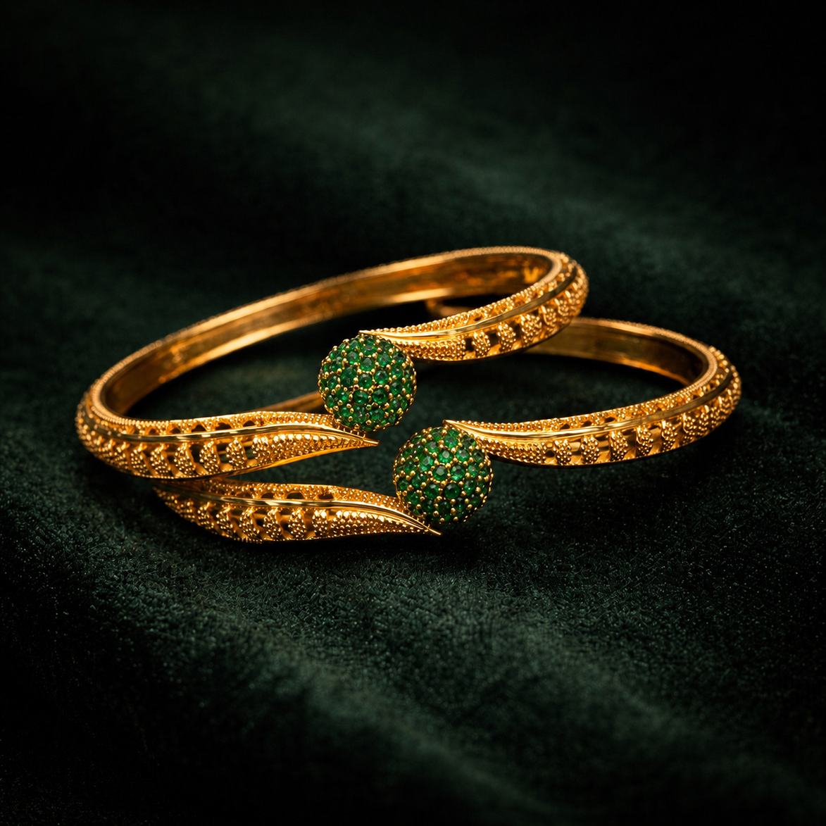 Green stone bangles