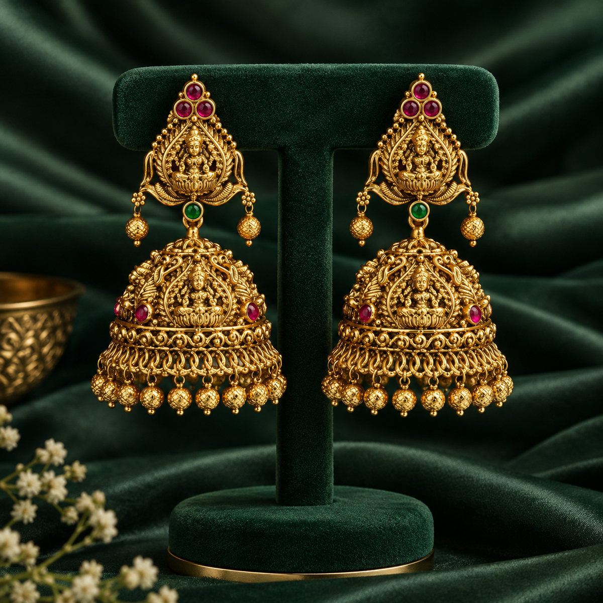 Antique Gold replica bridal jumka