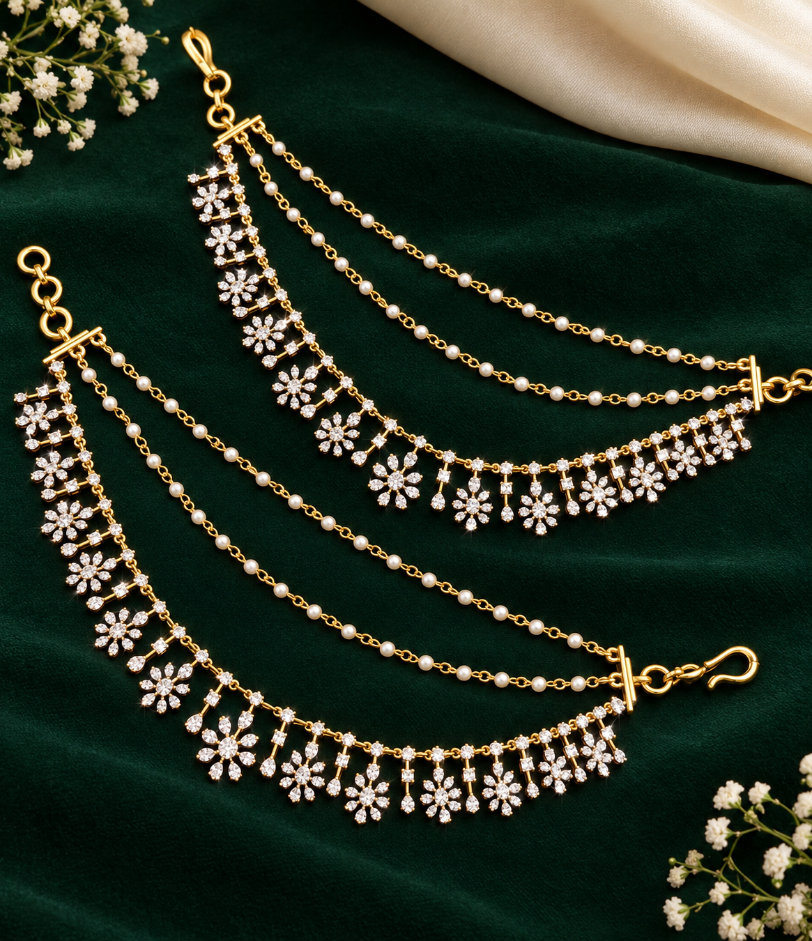 Diamond lookalike earchain D.no- 2