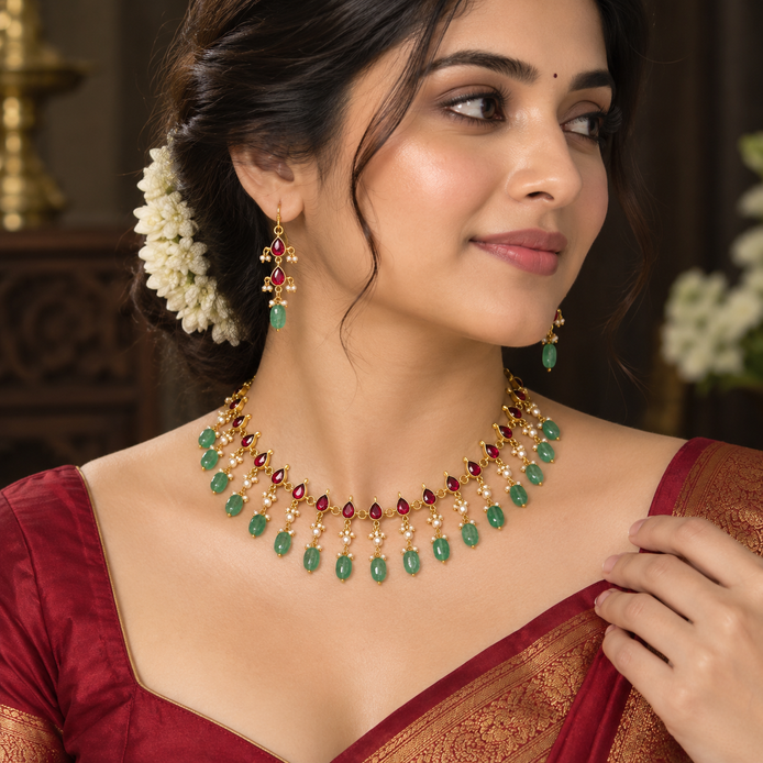 Jadau kundan semi precious jewelry