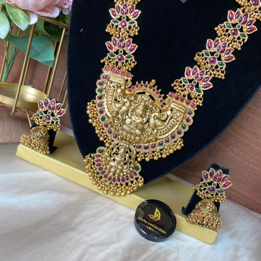 Lotus nakshi haram with jumka