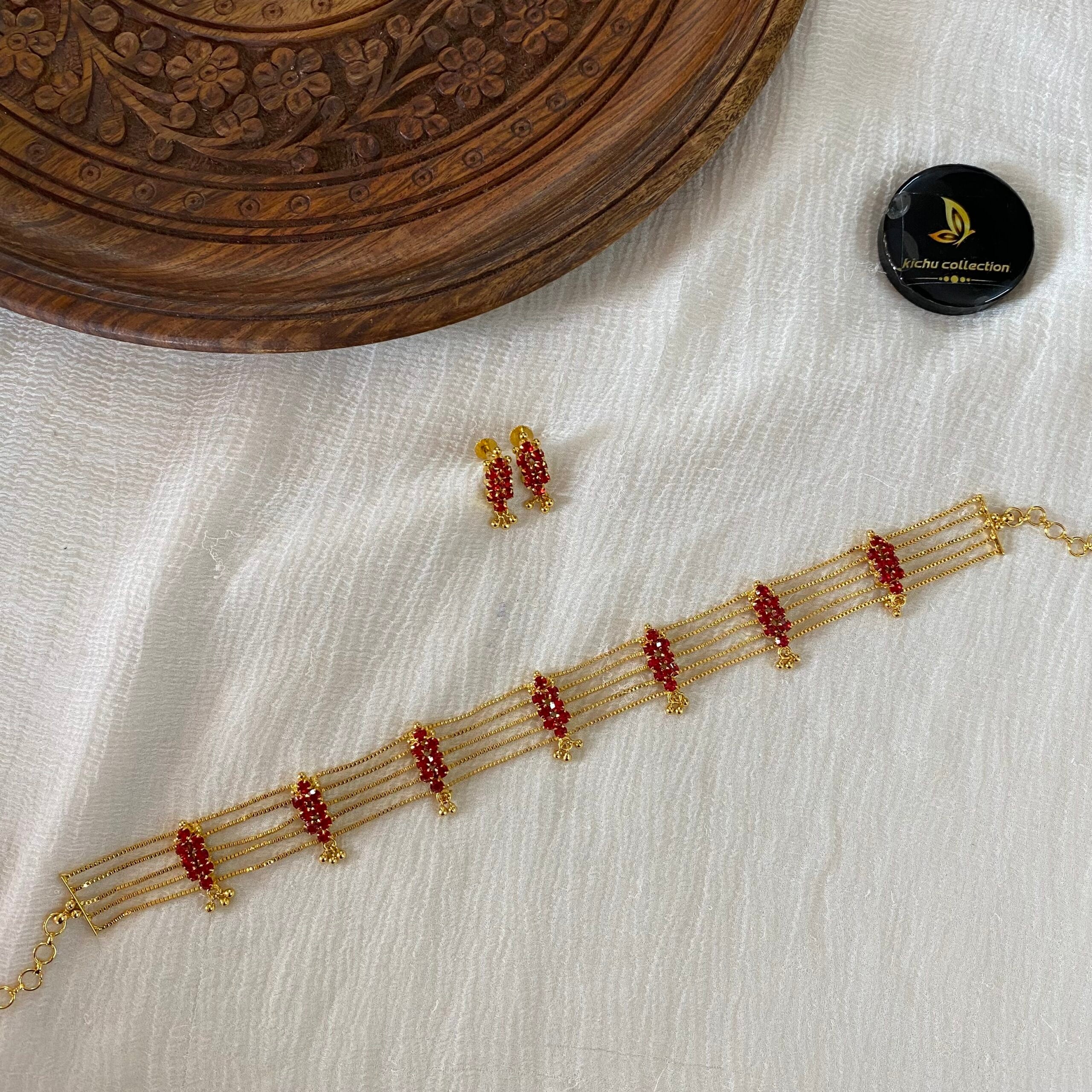Ruby choker with stud