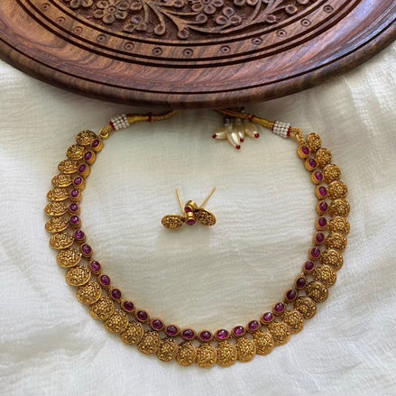 Antique floral coin necklace