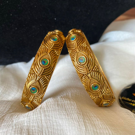Peacock feather kada bangles