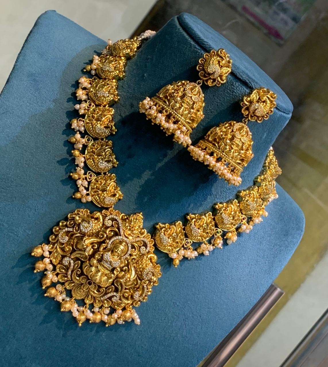 Lakshmi pusalu necklace with jumka
