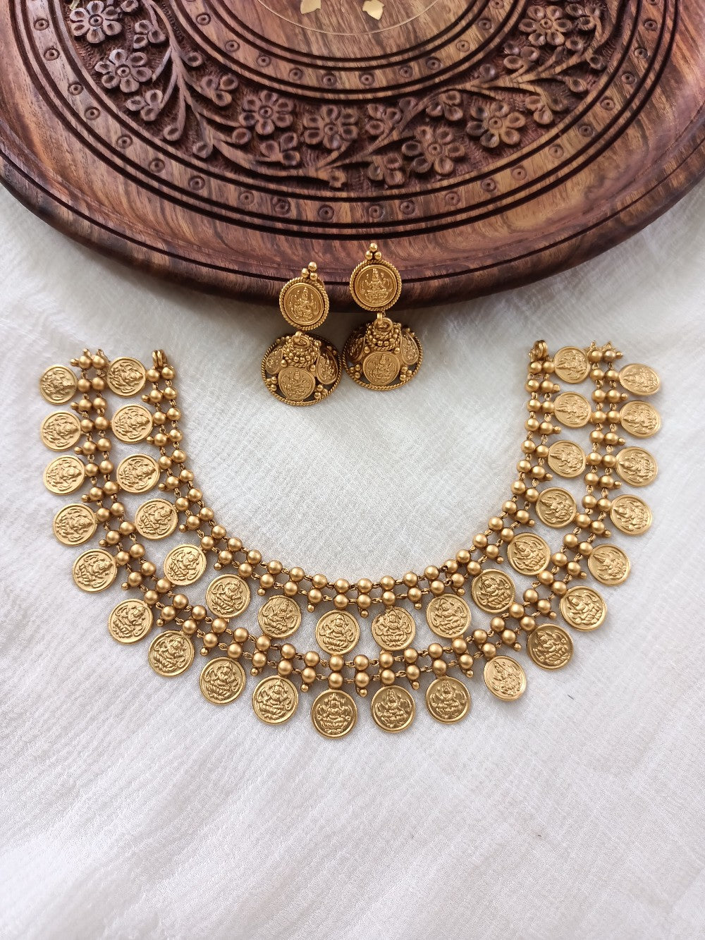 Double layer lakshmi coin necklace
