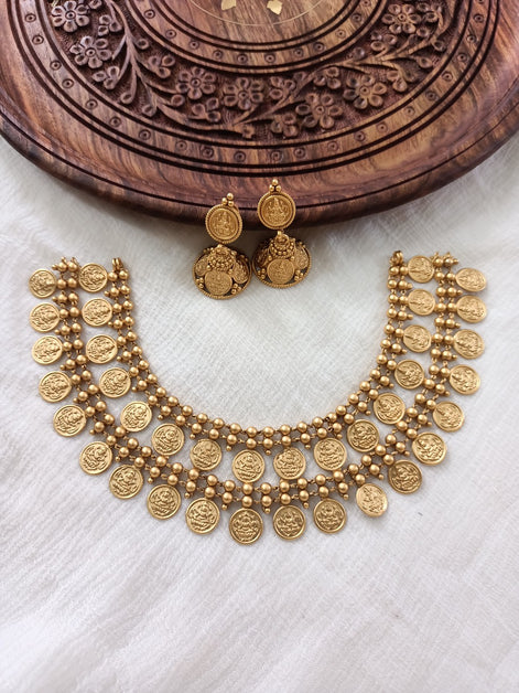 Double layer lakshmi coin necklace