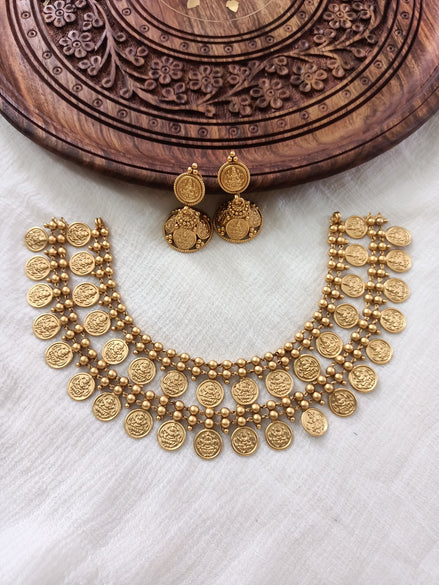 Double layer lakshmi coin necklace
