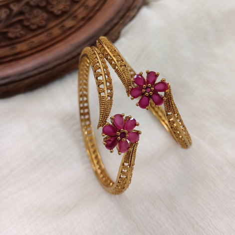 Floral ruby bangle